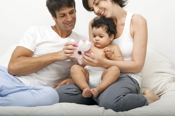 hispanic family with baby